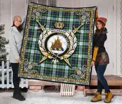 MacKenzie Dress Modern Tartan Crest Premium Quilt - Celtic Thistle Style