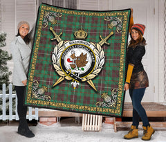 MacKinnon Hunting Ancient Tartan Crest Premium Quilt - Celtic Thistle Style