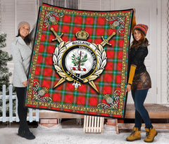 MacLaine of Loch Buie Tartan Crest Premium Quilt - Celtic Thistle Style