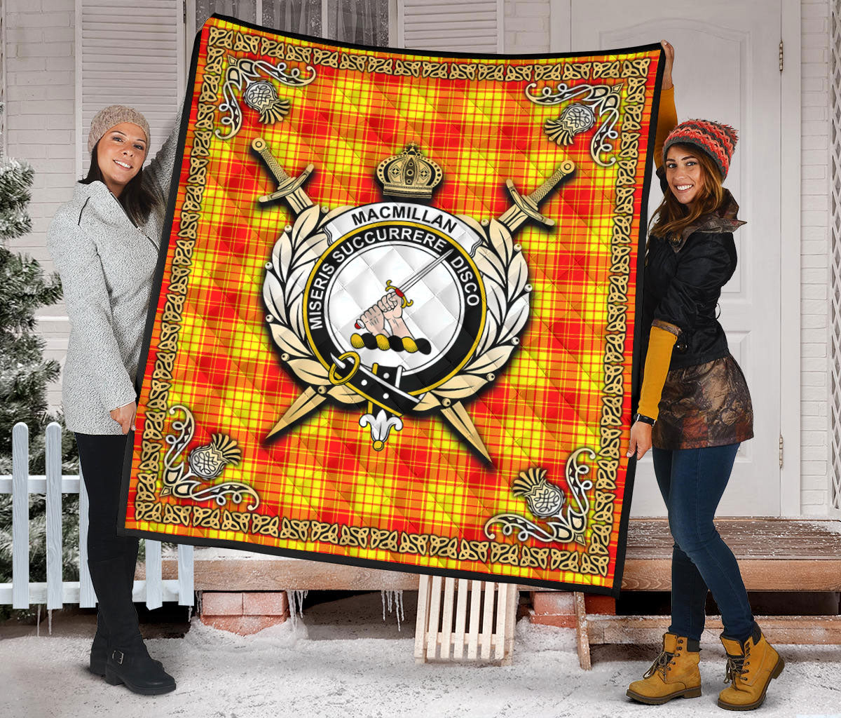 MacMillan Clan Tartan Crest Premium Quilt - Celtic Thistle Style