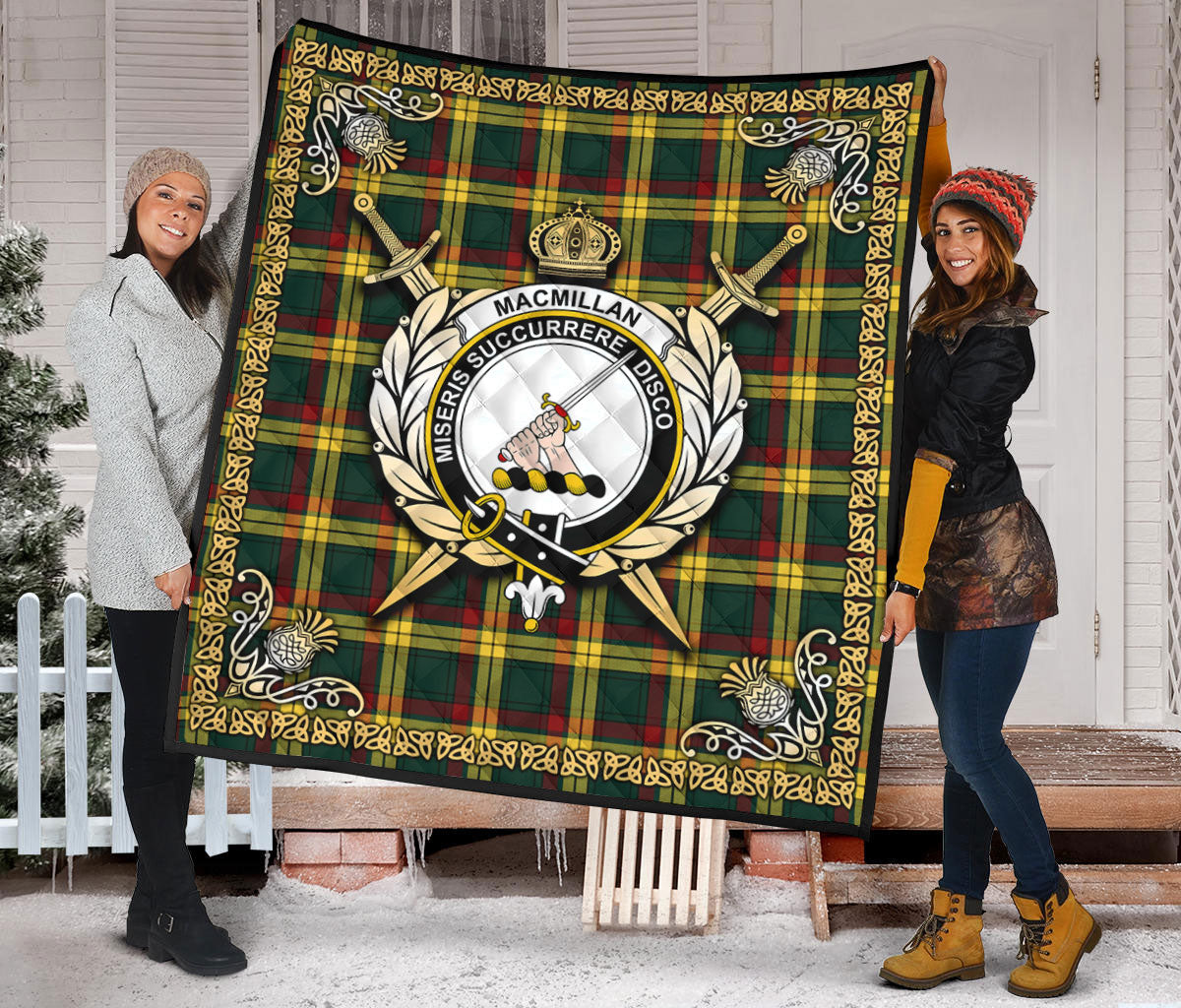 MacMillan Old Modern Tartan Crest Premium Quilt - Celtic Thistle Style