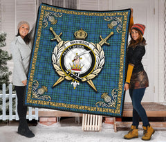 Matheson Hunting Ancient Tartan Crest Premium Quilt - Celtic Thistle Style