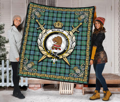 Melville Tartan Crest Premium Quilt - Celtic Thistle Style