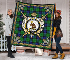 Monteith Tartan Crest Premium Quilt - Celtic Thistle Style