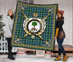 Mowat Ancient Tartan Crest Premium Quilt - Celtic Thistle Style