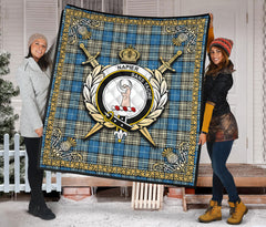 Napier Ancient Tartan Crest Premium Quilt - Celtic Thistle Style