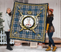 Napier Modern Tartan Crest Premium Quilt - Celtic Thistle Style