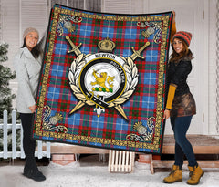 Newton Tartan Crest Premium Quilt - Celtic Thistle Style