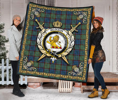 Nicolson Hunting Ancient Tartan Crest Premium Quilt - Celtic Thistle Style