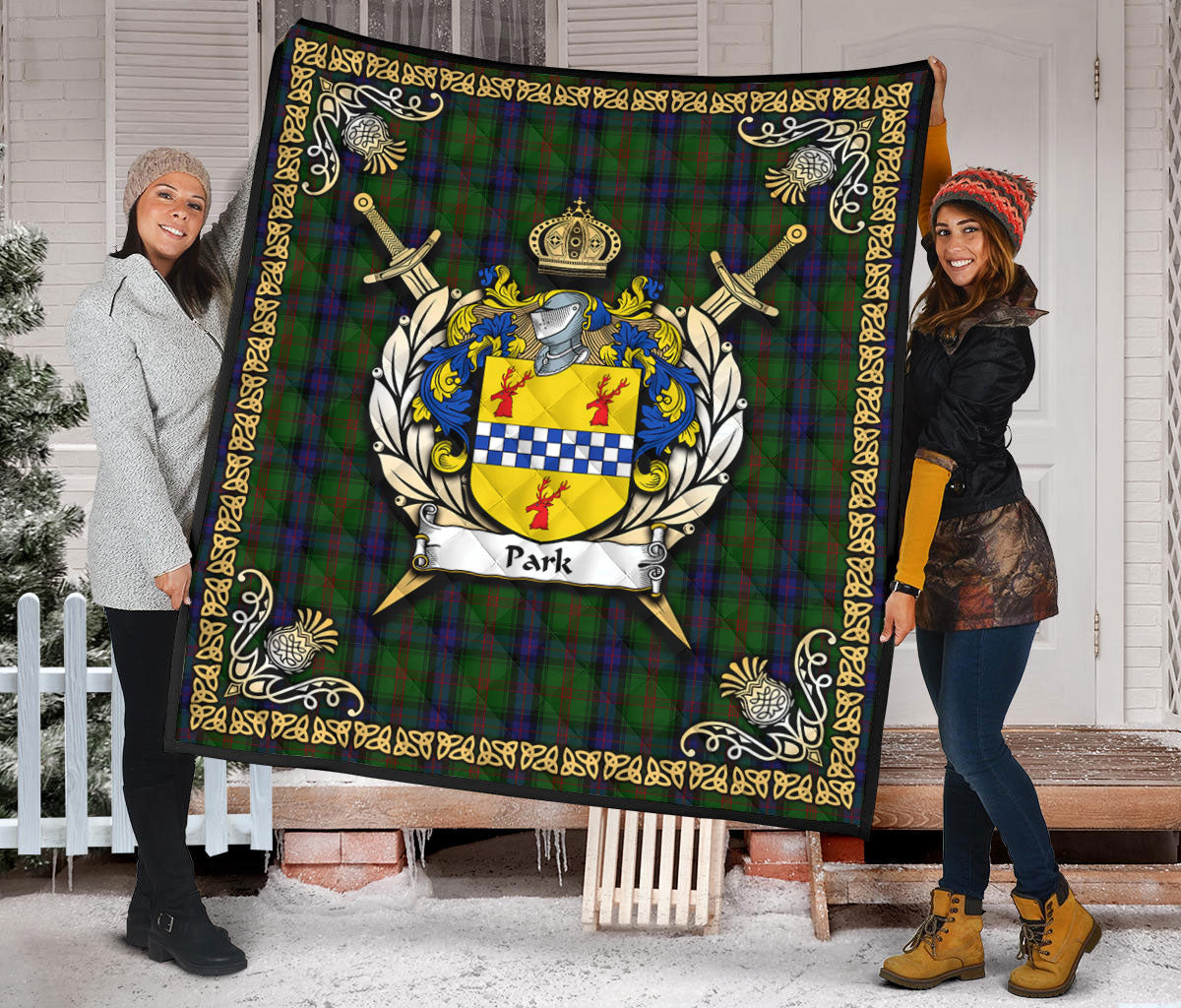 Park Tartan Crest Premium Quilt - Celtic Thistle Style