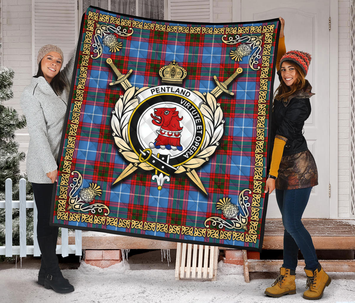 Pentland Tartan Crest Premium Quilt - Celtic Thistle Style