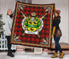 Sweeney Tartan Crest Premium Quilt - Celtic Thistle Style