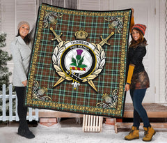 Thomson Hunting Modern Tartan Crest Premium Quilt - Celtic Thistle Style