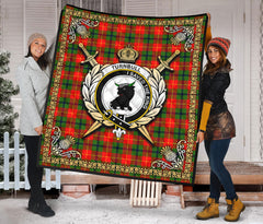 Turnbull Dress Tartan Crest Premium Quilt - Celtic Thistle Style