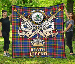 Beath Modern Tartan Crest Legend Gold Royal Premium Quilt