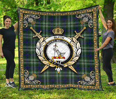 Blyth Tartan Crest Premium Quilt - Celtic Thistle Style