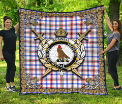 Boswell Modern Tartan Crest Premium Quilt - Celtic Thistle Style