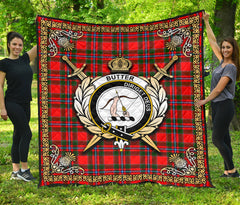 Butter Tartan Crest Premium Quilt - Celtic Thistle Style