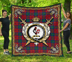 Byres Tartan Crest Premium Quilt - Celtic Thistle Style