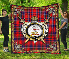 Cameron of Lochiel Modern Tartan Crest Premium Quilt - Celtic Thistle Style