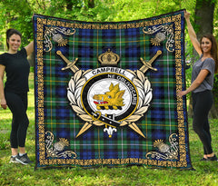 Campbell Argyll Ancient Tartan Crest Premium Quilt - Celtic Thistle Style