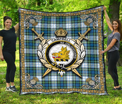 Campbell Dress Ancient Tartan Crest Premium Quilt - Celtic Thistle Style