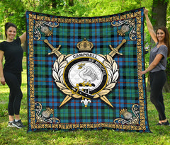 Campbell of Cawdor Ancient Tartan Crest Premium Quilt - Celtic Thistle Style