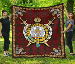 Carruthers Tartan Crest Premium Quilt - Celtic Thistle Style