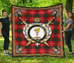 Chisholm Modern Tartan Crest Premium Quilt - Celtic Thistle Style