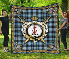 Clark Ancient Tartan Crest Premium Quilt - Celtic Thistle Style