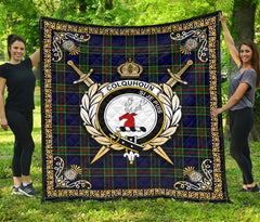 Colquhoun Modern Tartan Crest Premium Quilt - Celtic Thistle Style