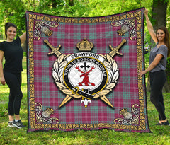 Crawford Ancient Tartan Crest Premium Quilt - Celtic Thistle Style