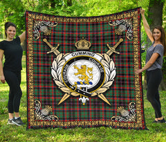 Cumming Hunting Ancient Tartan Crest Premium Quilt - Celtic Thistle Style
