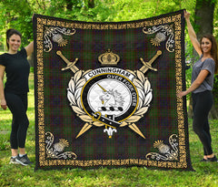 Cunningham Hunting Modern Tartan Crest Premium Quilt - Celtic Thistle Style