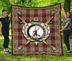 Davidson Dress Dancers Tartan Crest Premium Quilt - Celtic Thistle Style