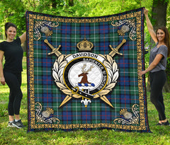 Davidson of Tulloch Tartan Crest Premium Quilt - Celtic Thistle Style