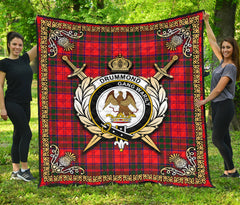 Drummond Modern Tartan Crest Premium Quilt - Celtic Thistle Style