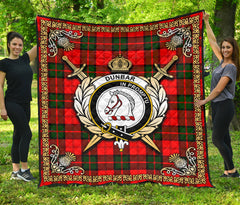 Dunbar Modern Tartan Crest Premium Quilt - Celtic Thistle Style