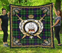 Duncan Modern Tartan Crest Premium Quilt - Celtic Thistle Style