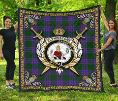 Elphinstone Tartan Crest Premium Quilt - Celtic Thistle Style