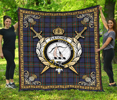 Fletcher of Dunans Tartan Crest Premium Quilt - Celtic Thistle Style