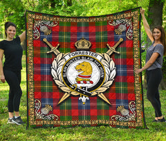 Forrester Tartan Crest Premium Quilt - Celtic Thistle Style