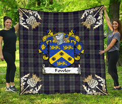 Fowler Tartan Crest Premium Quilt - Gold Thistle Style