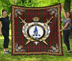 Ged Tartan Crest Premium Quilt - Celtic Thistle Style