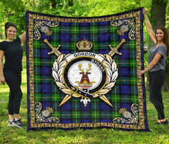 Gordon Modern Tartan Crest Premium Quilt - Celtic Thistle Style