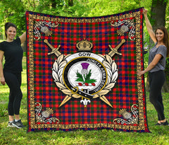 Gow (of Skeoch) Tartan Crest Premium Quilt - Celtic Thistle Style