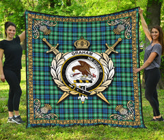 Graham of Montrose Ancient Tartan Crest Premium Quilt - Celtic Thistle Style