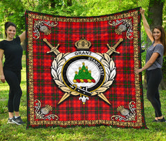 Grant Modern Tartan Crest Premium Quilt - Celtic Thistle Style