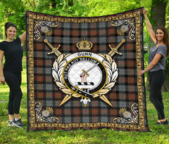 Gunn Weathered Tartan Crest Premium Quilt - Celtic Thistle Style