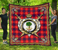 Hamilton Modern Tartan Crest Premium Quilt - Celtic Thistle Style